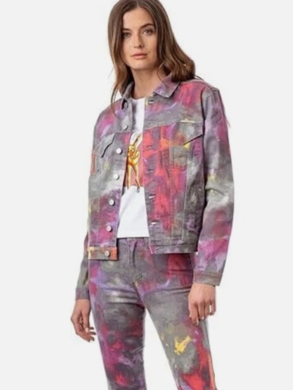 New Vintage Jordache Tie Dye Denim 90s.Coat Size XL